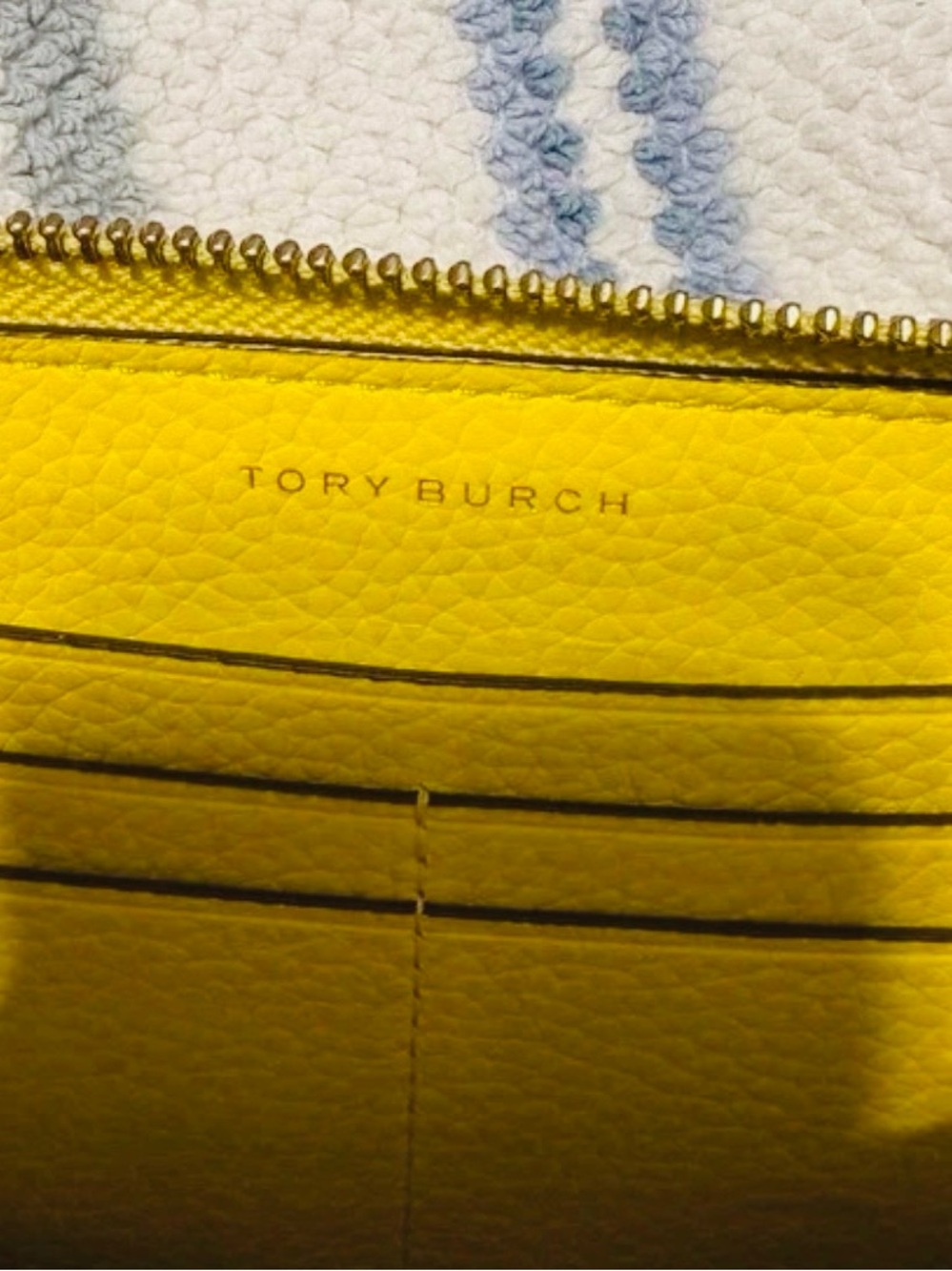 Tory Burch Yellow Pebbled Leather Zip Wallet with Tassel - Picture 4 of 6